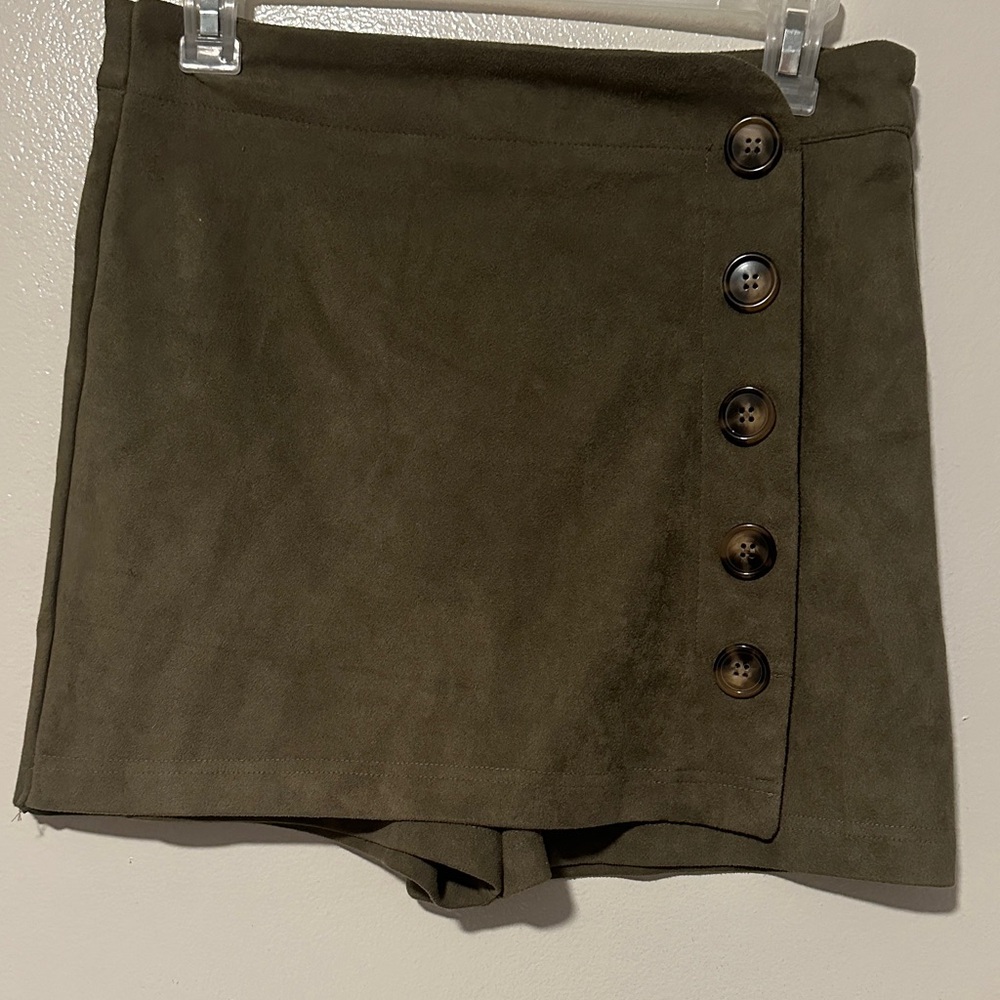 Altar'd State Olive Button-Front Shorts